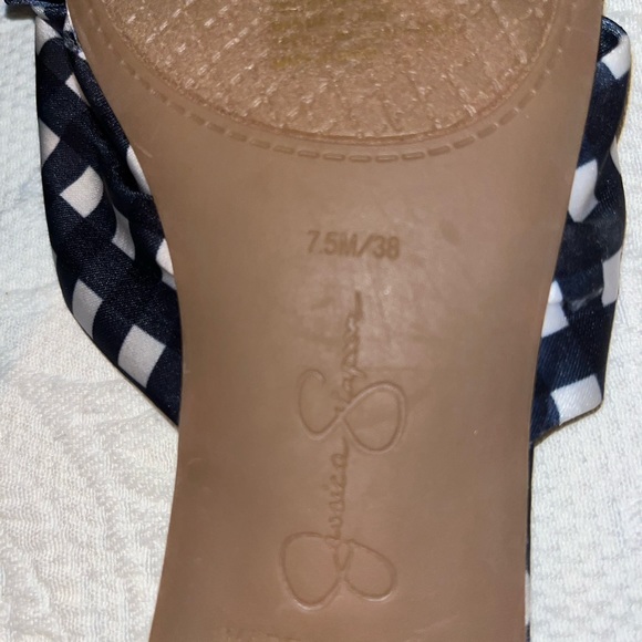 NWOT, Jessica Simpson Blue/White Slip-on Sandals, Size 7.5 Med/38 - Picture 12 of 13